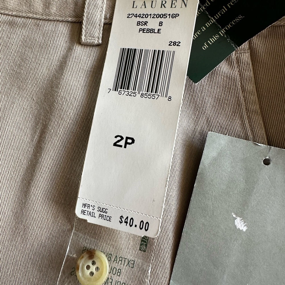 Lauren Ralph Lauren | Womens Size 2P Kakhi Gold Buttons High Rise Bermuda Shorts - Picture 12 of 15
